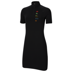 Nike Womens Nike Swoosh S/S Dress - Womens Black/Multi Size XS