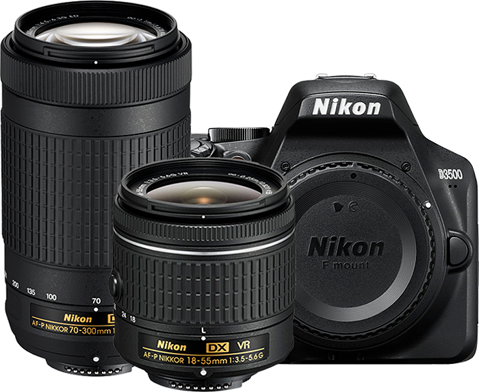 Nikon D3500 Black Digital SLR Camera With Two Lens Kit