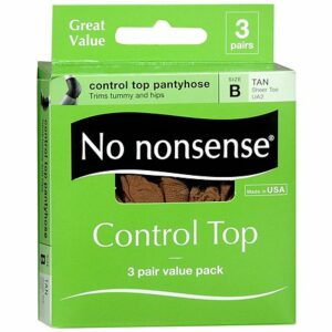 No Nonsense Control Top Sheer Toe Pantyhose Tan - 3.0 pr