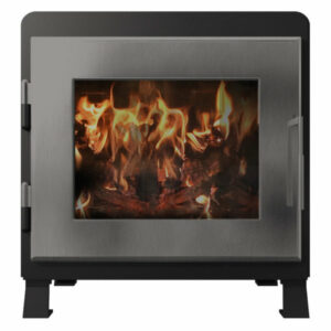 Nova Wood Stove, Satin Black/Stainless Steel Door