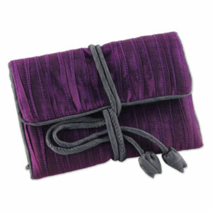 Novica Enchanted Journey, Eggplant Silk Blend Jewelry Roll