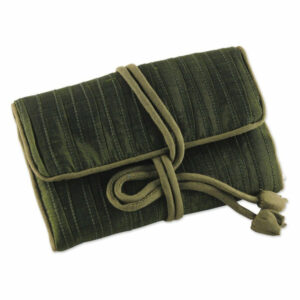 Novica Enchanted Journey, Olive Silk Blend Jewelry Roll