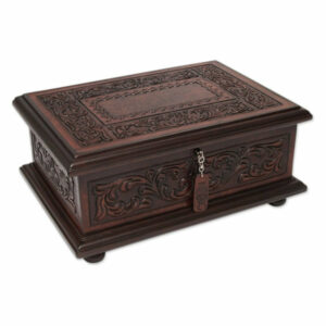 Novica Spanish Heritage Mohena Wood and Leather Jewelry Box