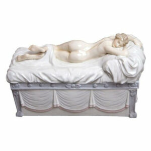 Nude On A Chaise Casket, Maiden, Fine Porcelain Sculpture