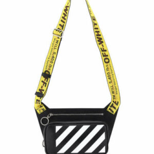 OFF-WHITE DIAG PRINT BODY BAG OS Black, White Leather