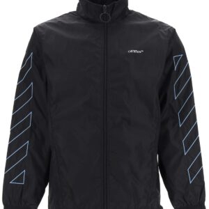 OFF-WHITE NYLON JACKET WITH DIAG EMBROIDERY S Black, Blue Technical