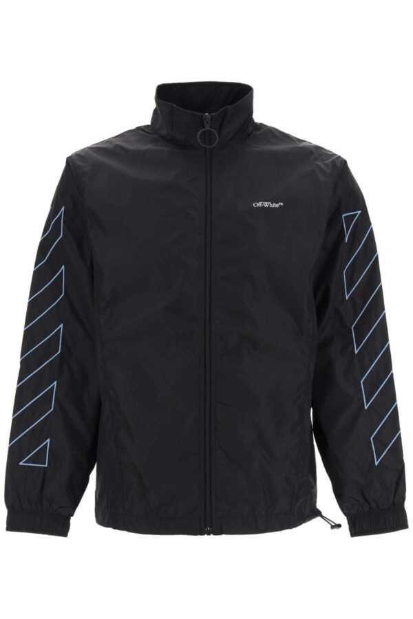 OFF-WHITE NYLON JACKET WITH DIAG EMBROIDERY S Black, Blue Technical