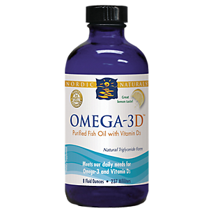 Omega-3D Liquid - Purified Fish Oil with Vitamin D3 - 1,725 MG Omega-3s - Lemon (8 Fluid Ounces)