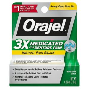 Orajel 3X Medicated For Denture Pain Gel Mint - 0.25 oz