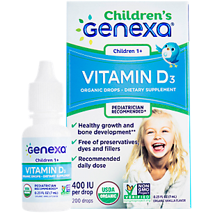 Organic Vitamin D3 Liquid Drops for Children - Supports Healthy Bone Development - 400 IU - Vanilla (100 Servings)