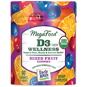Organic Vitamin D3 Wellness Gummies - 1,000 IU - Mixed Berry (90 Gummies)
