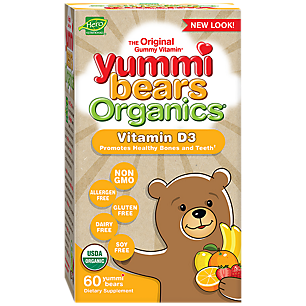 Organic Vitamin D3 Yummi Bears for Kid's - Mixed Fruit (60 Gummies)
