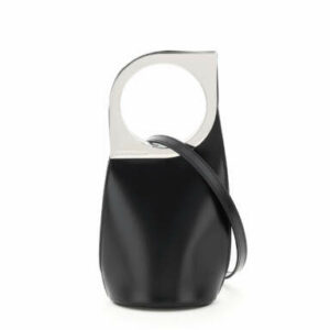 PACO RABANNE OP' ART LEATHER MINI BAG OS Black Leather