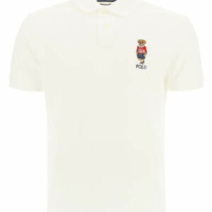 POLO RALPH LAUREN SLIM FIT POLO SHIRT WITH BEAR S White Cotton