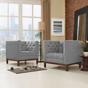 Panache Living Room Set Upholstered Fabric Set of 2 in Expectation Gray