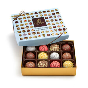 Patisserie Dessert Chocolate Truffles Gift Box and Ballotin, 12 pc Dark, White Chocolate