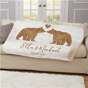 Personalized Bear Couple Sherpa Blanket