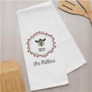 Personalized Bee Merry Dish Towel