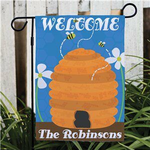 Personalized Beehive Welcome Garden Flag