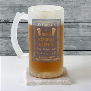 Personalized Beer Removal Frosted Stein Glass