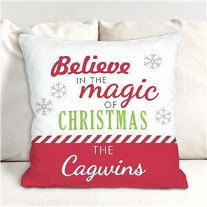 Personalized Believe In The Magic Of Christmas Throw Pillow