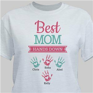 Personalized Best Mom Hands Down T-Shirt