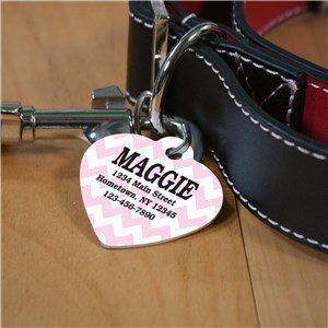 Personalized Chevron Heart Pet Tag