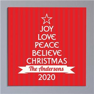 Personalized Christmas Tree from Words Canvas