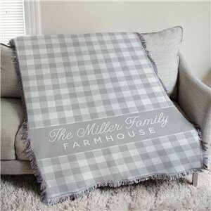 Personalized Farmhouse Plaid Tapestry Throw