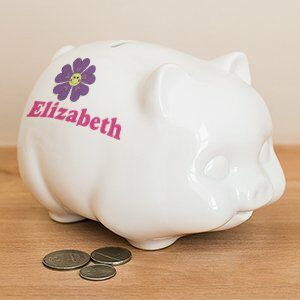 Personalized Flower Piggy Bank