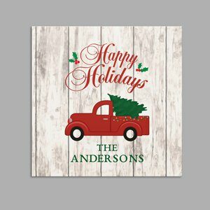 Personalized Happy Holidays Truck Canvas