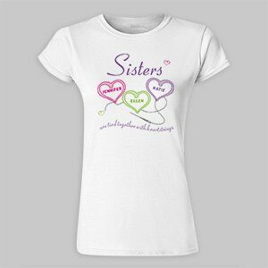 Personalized Heartstrings Sisters Womens Fitted T-Shirt