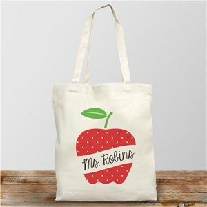 Personalized Polka Dot Apple Tote Bag