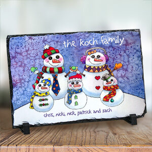 Personalized Snowman Family Stone Keepsake