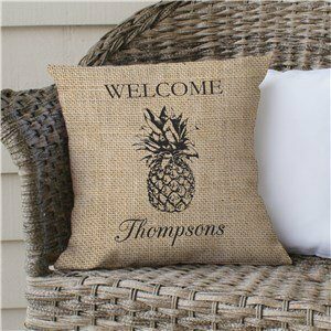 Personalized Welcome Pineapple Throw Pillow