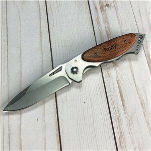 Personalized Wood Handle Folding Pocket Knife