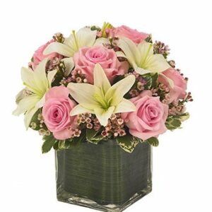 Pink Rose & Lily Cube Bouquet - Regular