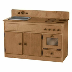 Playroom Wood Toy Kitchen Set Sink Stove Oven Handmade USA, Natural