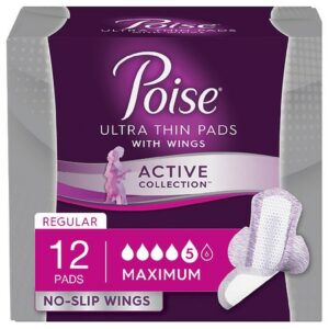 Poise Active Collection Maximum Absorbency Incontinence Pads with Wings - 12.0 ea