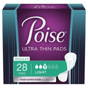 Poise Incontinence Pads, Light Absorbency, Regular Length - 28.0 ea
