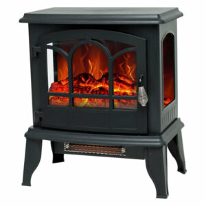 Portable Electric Fireplace Wood Stove w/ Flame Effect, 750/1500w Free