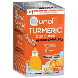 Qunol Turmeric Curcumin Instant Drink Mix 500 mg Turmeric + 50 mg Ginger Orange Flavor - 15.0 ea