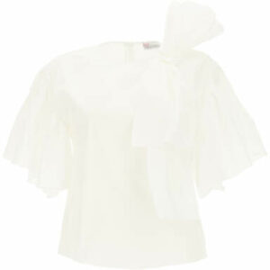 RED VALENTINO BLOUSE WITH RUFFLES 38 White Cotton