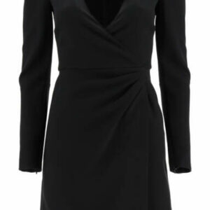 RED VALENTINO CREPE DOUBLE STRETCH MINI DRESS 40 Black