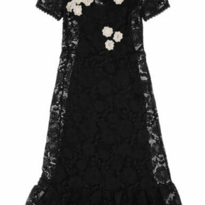 RED VALENTINO MACRAME LACE LONG DRESS 40 Black, White