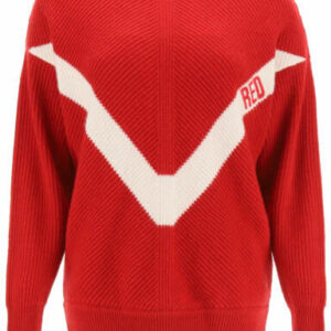 RED VALENTINO SWEATER WITH RED EMBROIDERY XS Red, White Wool