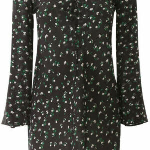 RIXO LONDON CELESTE FLORAL MINI DRESS XS Black, Green Silk