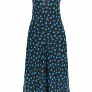 RIXO LONDON HOLLY DRESS WITH RHINESTONES XS Black, Blue Silk