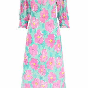 RIXO LONDON LAUREN LONG DRESS XS Pink, Green