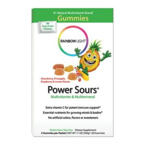 Rainbow Light Power Sours Gummies, Multivitamin & Multimineral Single-Serve Packets Sour Fruit - 0.37 oz x 30 pack